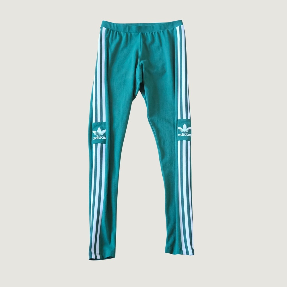 Adidas Trefoil Tight‎ Women Green White Stripe Athletic Streetwear S DV2643